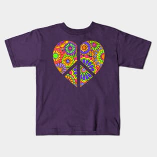 Love Flower Power Peace Sign Heart Kids T-Shirt